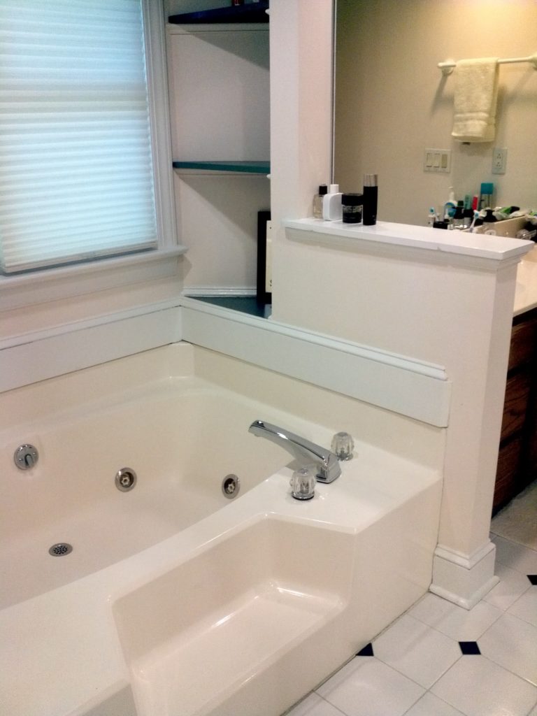 Master bathtub got replaced with a soaking tub and a free standing faucet