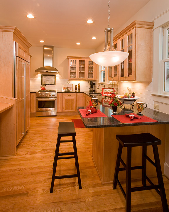 Kitchen with natural cherry cabine