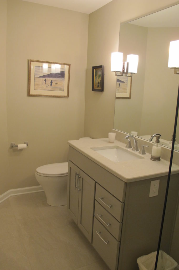 Vanity And Comfort Height Toilet In Guest Bathroom
