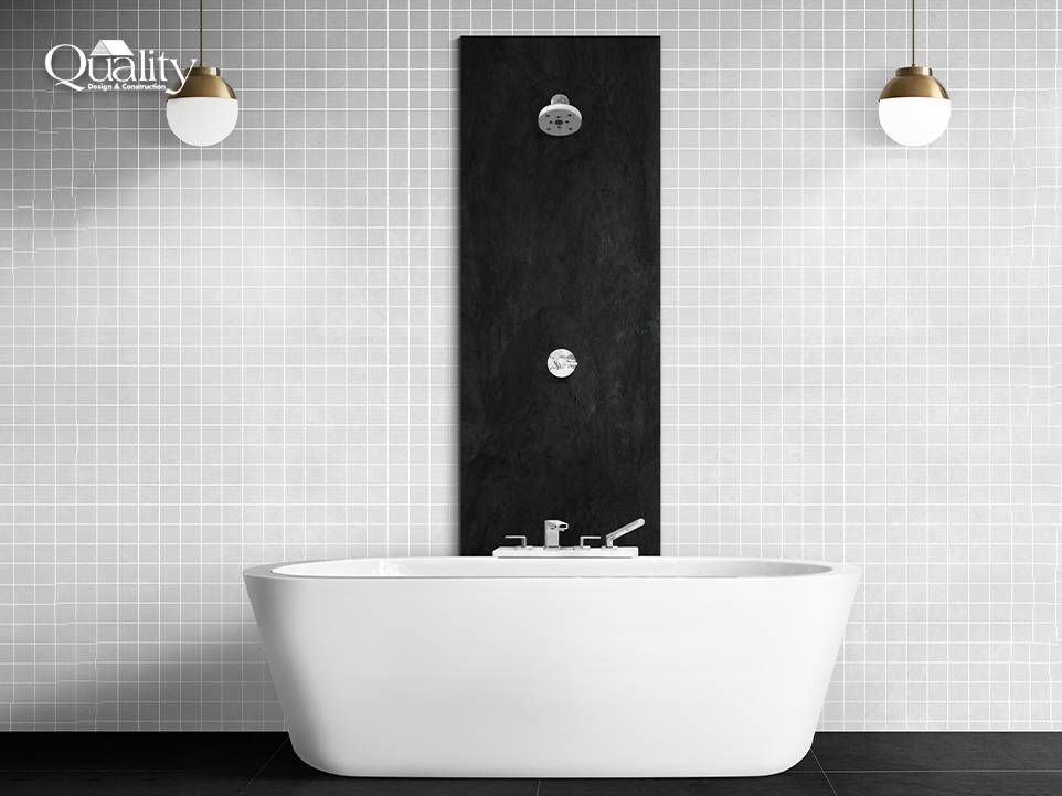 Ceiling-Mounted Pendant Over Bathtub